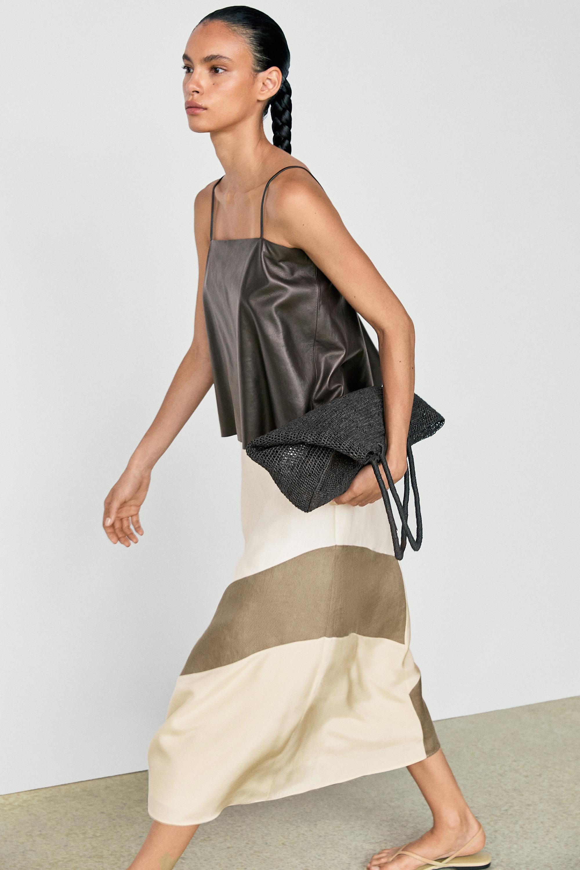 Jupe midi fluide patchwork